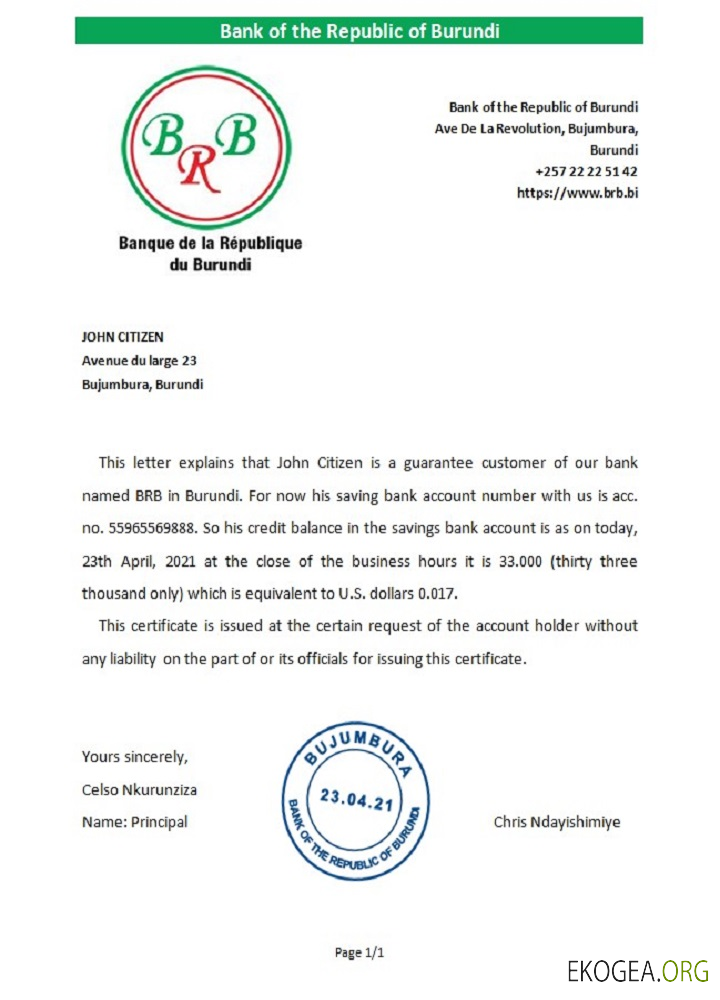 Burundi , La banque de la république du Burundi , référence template Burundi , La banque de la république du Burundi , référence template